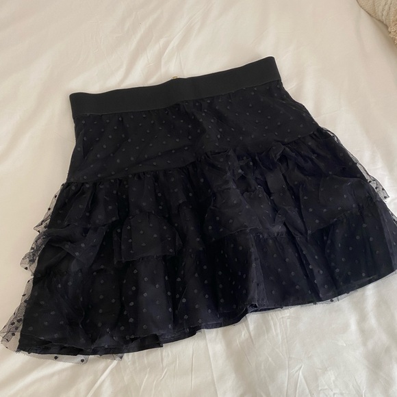 Cynthia Steffe Women's Mini Skirt Tulle Polkadot Black Ruffled Size 6 - Picture 2 of 7